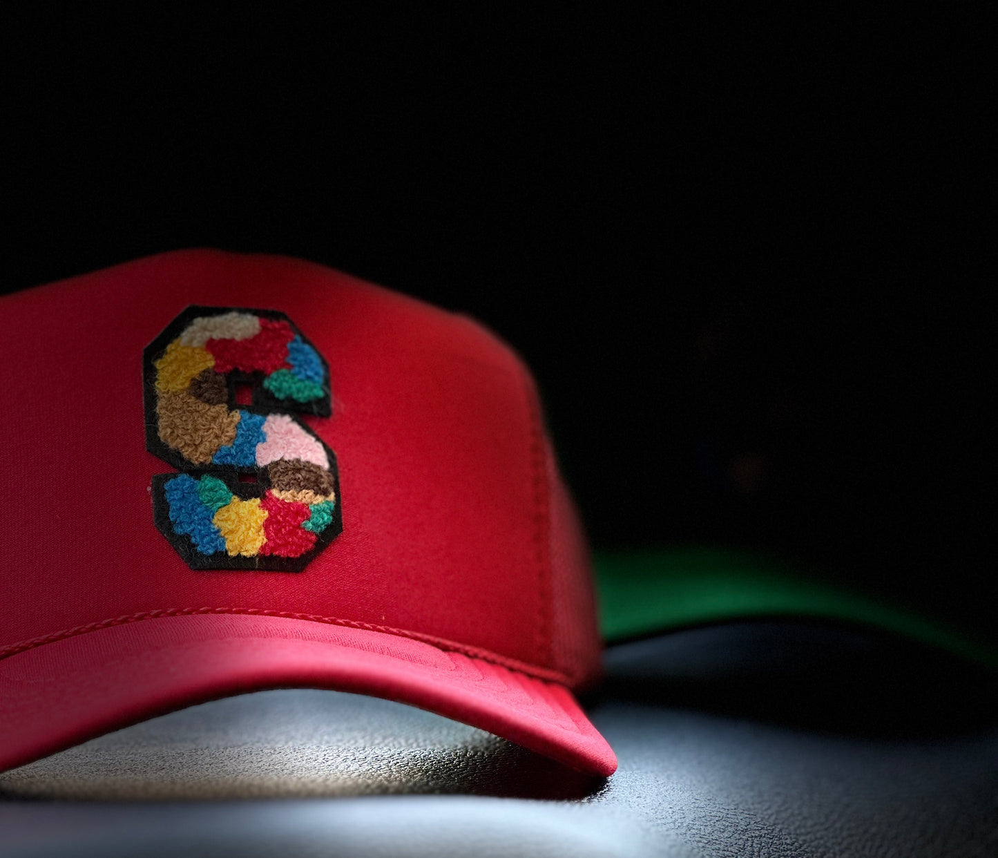 Red Trucker w/ Multi-Color Letter