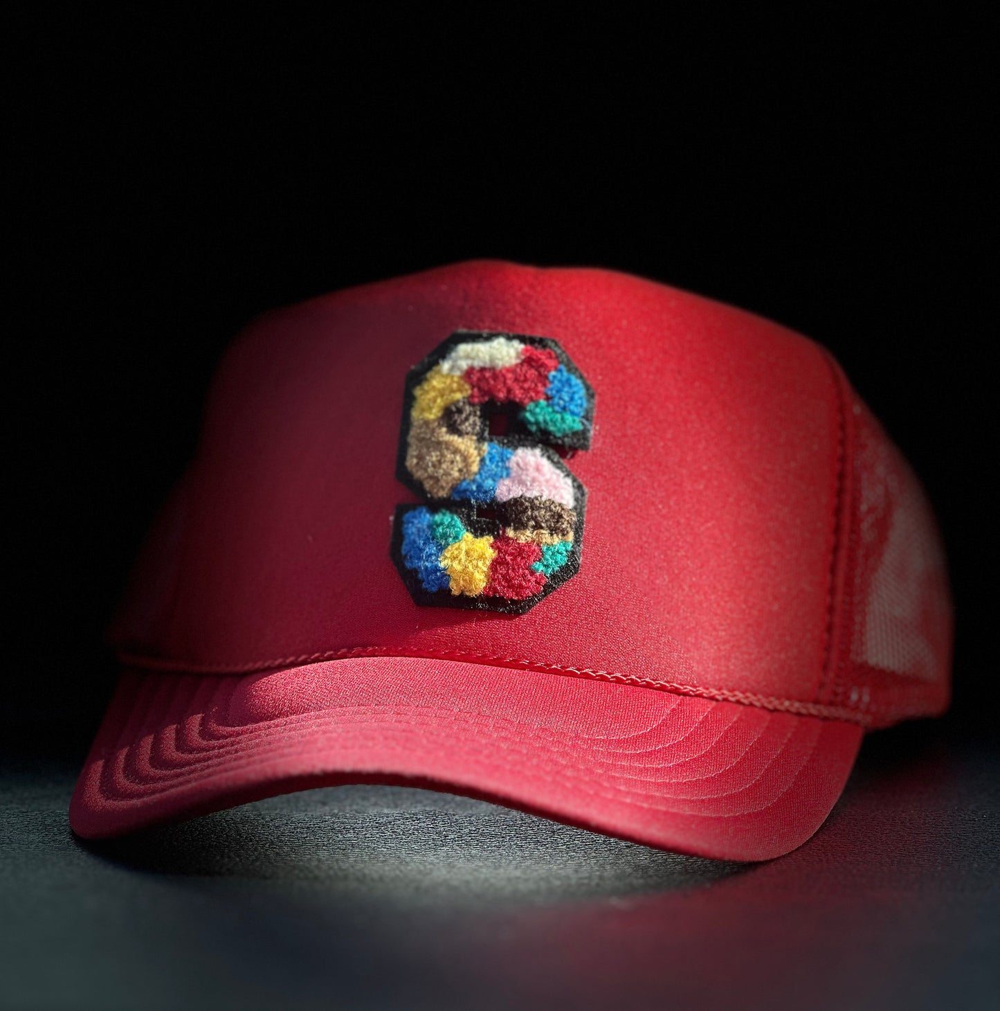 Red Trucker w/ Multi-Color Letter