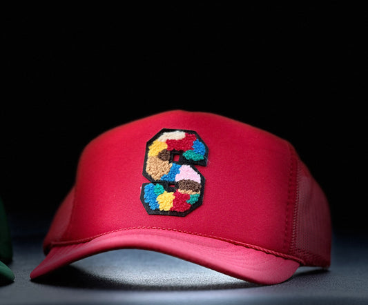 Red Trucker w/ Multi-Color Letter