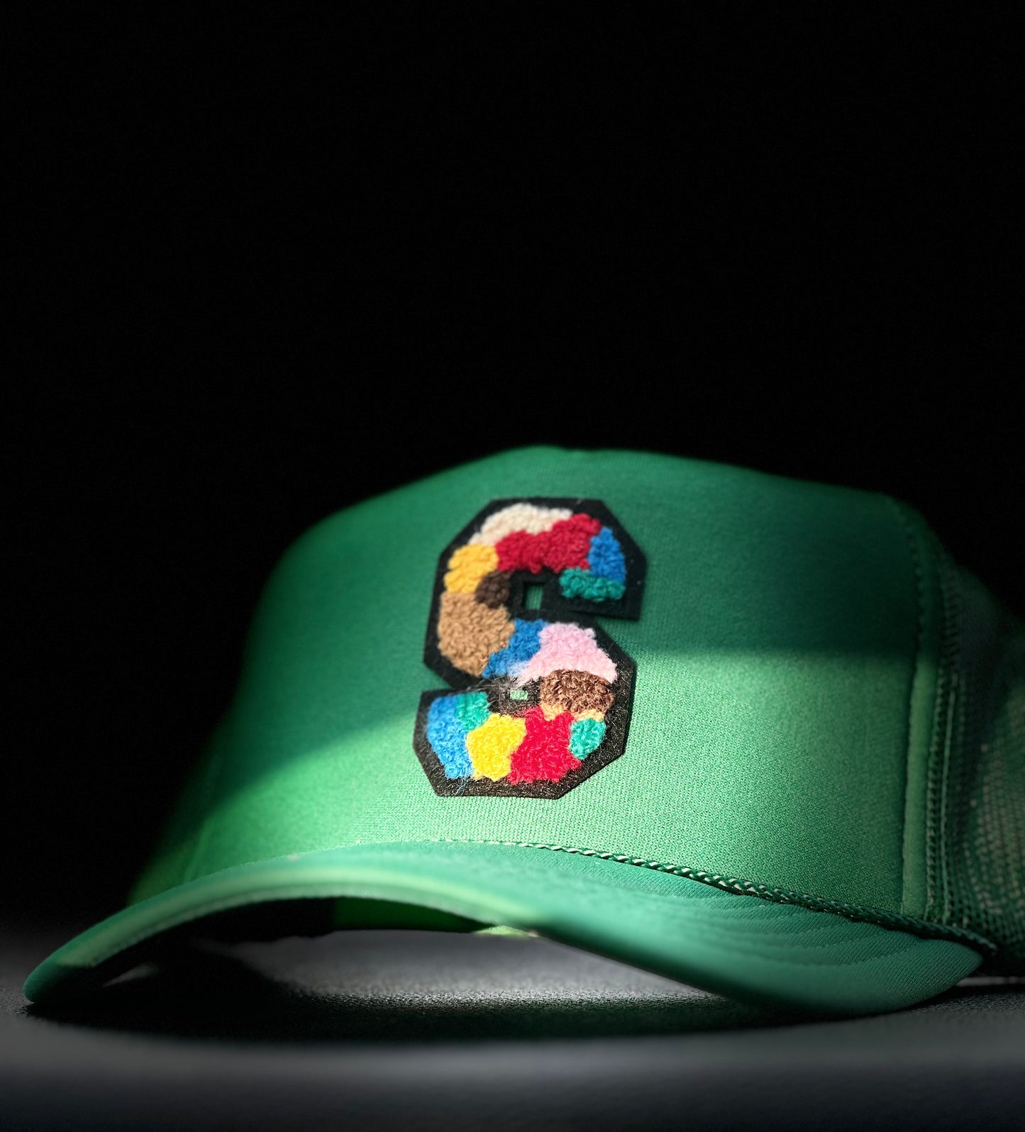 Green Trucker w/ Multi-Color Letter