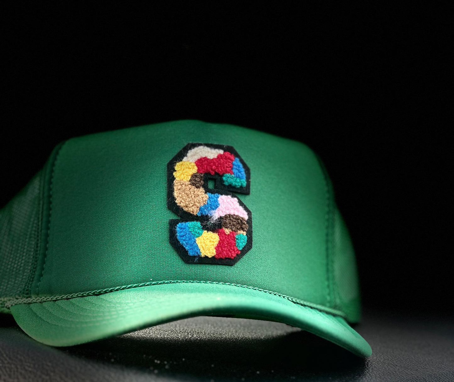 Green Trucker w/ Multi-Color Letter