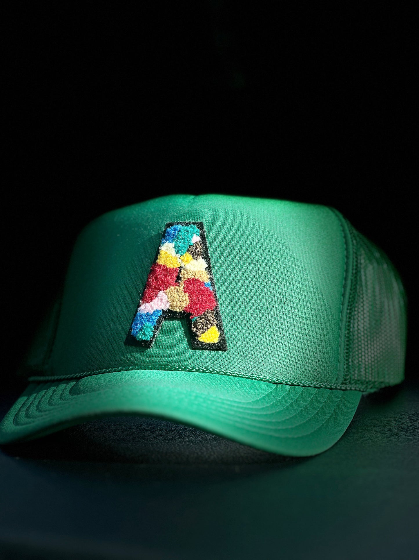 Green Trucker w/ Multi-Color Letter